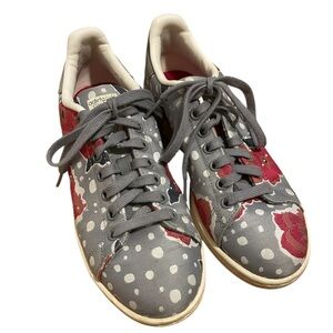 Adidas Stan Smith Floral Art Red and Gray Poppy Sneakers